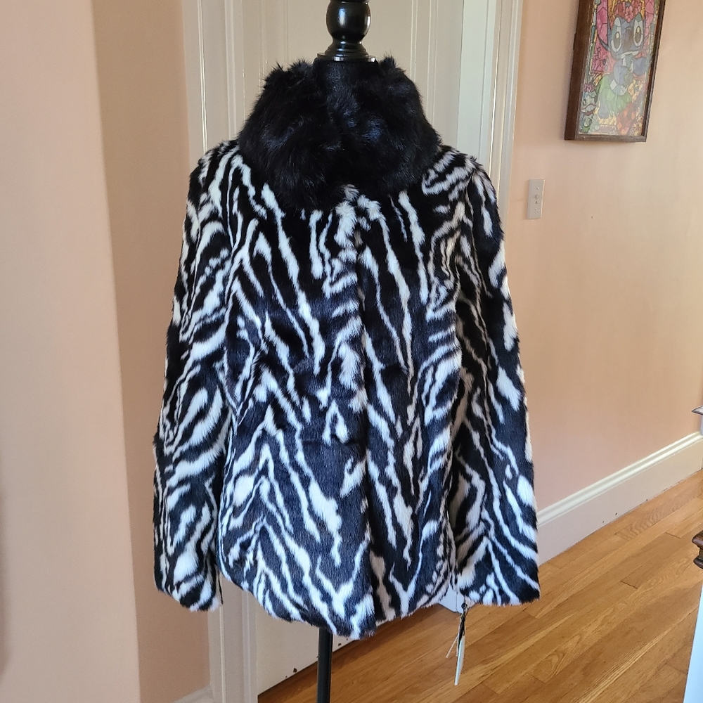 Sam Edelman Zebra Stripe Faux Fur Jacket - Picture 5 of 15